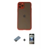 MARSİLYAN™- iPhone 11 Pro Kılıf Ahenk Çizgi Serisi - Siyah 34D Hayalet Izgaralı Cam + Shine Kamera Lens Koruma Cam - GD