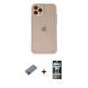 MARSİLYAN™- iPhone 11 Pro Kılıf Ahenk Çizgi Serisi - Siyah 34D Hayalet Izgaralı Cam + Shine Kamera Lens Koruma Cam - GD