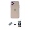 MARSİLYAN™- iPhone 11 Pro Kılıf Ahenk Çizgi Serisi - Siyah 34D Hayalet Izgaralı Cam + Shine Kamera Lens Koruma Cam - GD