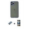 MARSİLYAN™- iPhone 11 Pro Kılıf Ahenk Çizgi Serisi - Siyah 34D Hayalet Izgaralı Cam + Shine Kamera Lens Koruma Cam - GD