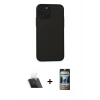 MARSİLYAN™- iPhone 11 Pro Kılıf Ahenk Çizgi Serisi - Siyah 34D Hayalet Izgaralı Cam + Kamera Lens Koruma Cam - SF