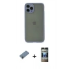 MARSİLYAN™- iPhone 11 Pro Kılıf Ahenk Çizgi Serisi - Siyah 34D Hayalet Izgaralı Cam + Shine Kamera Lens Koruma Cam - SABE