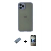 MARSİLYAN™- iPhone 11 Pro Kılıf Ahenk Çizgi Serisi - Siyah 34D Hayalet Izgaralı Cam + Shine Kamera Lens Koruma Cam - GS