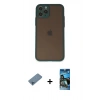 MARSİLYAN™- iPhone 11 Pro Kılıf Ahenk Çizgi Serisi - Siyah 34D Izgaralı Cam + Shine Kamera Lens Koruma Cam - MI