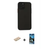 MARSİLYAN™- iPhone 11 Pro Kılıf Ahenk Çizgi Serisi - Siyah 34D Izgaralı Cam + Renkli Kamera Lens Koruma Cam - SI