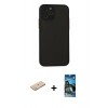 MARSİLYAN™- iPhone 11 Pro Kılıf Ahenk Çizgi Serisi - Siyah 34D Izgaralı Cam + Renkli Kamera Lens Koruma Cam - YL