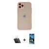 MARSİLYAN™- iPhone 11 Pro Kılıf Ahenk Çizgi Serisi - Siyah 34D Izgaralı Cam + Şeffaf Kamera Lens Koruma Cam