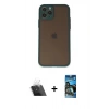 MARSİLYAN™- iPhone 11 Pro Kılıf Ahenk Çizgi Serisi - Siyah 34D Izgaralı Cam + Şeffaf Kamera Lens Koruma Cam