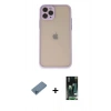 MARSİLYAN™- iPhone 11 Pro Kılıf Ahenk Çizgi Serisi - Siyah 360 Mat Full Body Arka Koruyucu + Shine Kamera Lens Koruma Cam - MI