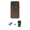 MARSİLYAN™- iPhone 11 Pro Kılıf Ahenk Çizgi Serisi - Siyah 360 Mat Full Body Arka Koruyucu + Shine Kamera Lens Koruma Cam - MI