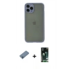 MARSİLYAN™- iPhone 11 Pro Kılıf Ahenk Çizgi Serisi - Siyah 360 Mat Full Body Arka Koruyucu + Shine Kamera Lens Koruma Cam - MI