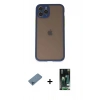 MARSİLYAN™- iPhone 11 Pro Kılıf Ahenk Çizgi Serisi - Siyah 360 Mat Full Body Arka Koruyucu + Shine Kamera Lens Koruma Cam - MI