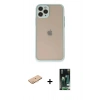 MARSİLYAN™- iPhone 11 Pro Kılıf Ahenk Çizgi Serisi - Siyah 360 Mat Full Body Arka Koruyucu + Renkli Kamera Lens Koruma Cam - TU