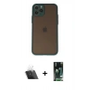 MARSİLYAN™- iPhone 11 Pro Kılıf Ahenk Çizgi Serisi - Siyah 360 Mat Full Body Arka Koruyucu + Kamera Lens Koruma Cam - SF