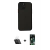 MARSİLYAN™- iPhone 11 Pro Kılıf Ahenk Çizgi Serisi - Siyah 360 Mat Full Body Arka Koruyucu + Kamera Lens Koruma Cam - SF