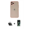 MARSİLYAN™- iPhone 11 Pro Kılıf Ahenk Çizgi Serisi - Siyah 360 Mat Full Body Arka Koruyucu + Kamera Lens Koruma Cam - SF