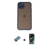 MARSİLYAN™- iPhone 11 Pro Kılıf Ahenk Çizgi Serisi - Siyah 360 Mat Full Body Arka Koruyucu + Shine Kamera Lens Koruma Cam - SH