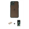 MARSİLYAN™- iPhone 11 Pro Kılıf Ahenk Çizgi Serisi - Siyah 360 Mat Full Body Arka Koruyucu + Renkli Kamera Lens Koruma Cam - YL