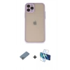 MARSİLYAN™- iPhone 11 Pro Kılıf Ahenk Çizgi Serisi - Siyah 3D Antistatik Cam Ekran Koruyucu + Shine Kamera Lens Koruma Cam - GS