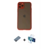 MARSİLYAN™- iPhone 11 Pro Kılıf Ahenk Çizgi Serisi - Siyah 3D Antistatik Cam Ekran Koruyucu + Shine Kamera Lens Koruma Cam - GI