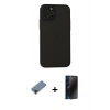 MARSİLYAN™- iPhone 11 Pro Kılıf Ahenk Çizgi Serisi - Siyah 3D Antistatik Hayalet Cam Ekran Koruyucu + Metal Kamera Lens Koruma Cam - KI
