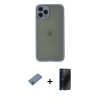 MARSİLYAN™- iPhone 11 Pro Kılıf Ahenk Çizgi Serisi - Siyah 3D Antistatik Hayalet Cam Ekran Koruyucu + Shine Kamera Lens Koruma Cam - MI
