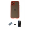 MARSİLYAN™- iPhone 11 Pro Kılıf Ahenk Çizgi Serisi - Siyah 3D Antistatik Hayalet Cam Ekran Koruyucu + Shine Kamera Lens Koruma Cam - PE