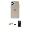 MARSİLYAN™- iPhone 11 Pro Kılıf Ahenk Çizgi Serisi - Siyah 3D Antistatik Hayalet Cam Ekran Koruyucu + Renkli Kamera Lens Koruma Cam - SI