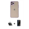 MARSİLYAN™- iPhone 11 Pro Kılıf Ahenk Çizgi Serisi - Siyah 3D Antistatik Hayalet Cam Ekran Koruyucu + Kamera Lens Koruma Cam - SF
