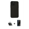 MARSİLYAN™- iPhone 11 Pro Kılıf Ahenk Çizgi Serisi - Siyah 3D Antistatik Hayalet Cam Ekran Koruyucu + Kamera Lens Koruma Cam - SF