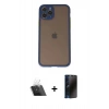 MARSİLYAN™- iPhone 11 Pro Kılıf Ahenk Çizgi Serisi - Siyah 3D Antistatik Hayalet Cam Ekran Koruyucu + Kamera Lens Koruma Cam - SF