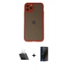 MARSİLYAN™- iPhone 11 Pro Kılıf Ahenk Çizgi Serisi - Siyah 3D Antistatik Hayalet Cam Ekran Koruyucu + Kamera Lens Koruma Cam - SF