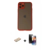 MARSİLYAN™- iPhone 11 Pro Kılıf Ahenk Çizgi Serisi - Siyah 3D Antistatik Mat Seramik Nano Ekran Koruyucu + Renkli Kamera Lens Koruma Cam - YL