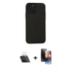 MARSİLYAN™- iPhone 11 Pro Kılıf Ahenk Çizgi Serisi - Siyah 3D Antistatik Mat Seramik Nano Ekran Koruyucu + Kamera Lens Koruma Cam - SF