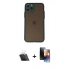 MARSİLYAN™- iPhone 11 Pro Kılıf Ahenk Çizgi Serisi - Siyah 3D Antistatik Mat Seramik Nano Ekran Koruyucu + Kamera Lens Koruma Cam - SF