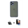 MARSİLYAN™- iPhone 11 Pro Kılıf Ahenk Çizgi Serisi - Siyah 3D Antistatik Mat Seramik Nano Ekran Koruyucu + Kamera Lens Koruma Cam - SF