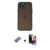 MARSİLYAN™- iPhone 11 Pro Kılıf Ahenk Çizgi Serisi - Siyah 3D Antistatik Mat Seramik Nano Ekran Koruyucu + Shine Kamera Lens Koruma Cam - SABE