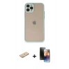 MARSİLYAN™- iPhone 11 Pro Kılıf Ahenk Çizgi Serisi - Siyah 3D Antistatik Mat Seramik Nano Ekran Koruyucu + Renkli Kamera Lens Koruma Cam - YL