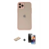 MARSİLYAN™- iPhone 11 Pro Kılıf Ahenk Çizgi Serisi - Siyah 3D Antistatik Mat Seramik Nano Ekran Koruyucu + Renkli Kamera Lens Koruma Cam - YL