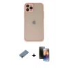 MARSİLYAN™- iPhone 11 Pro Kılıf Ahenk Çizgi Serisi - Siyah 3D Antistatik Mat Seramik Nano Ekran Koruyucu + Shine Kamera Lens Koruma Cam - SABE