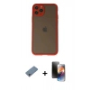 MARSİLYAN™- iPhone 11 Pro Kılıf Ahenk Çizgi Serisi - Siyah 3D Antistatik Mat Seramik Nano Ekran Koruyucu + Shine Kamera Lens Koruma Cam - SABE