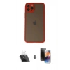 MARSİLYAN™- iPhone 11 Pro Kılıf Ahenk Çizgi Serisi - Siyah 3D Antistatik Mat Seramik Nano Ekran Koruyucu + Kamera Lens Koruma Cam - SF
