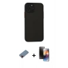 MARSİLYAN™- iPhone 11 Pro Kılıf Ahenk Çizgi Serisi - Siyah 3D Antistatik Mat Seramik Nano Ekran Koruyucu + Metal Kamera Lens Koruma Cam - KI