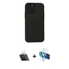 MARSİLYAN™- iPhone 11 Pro Kılıf Ahenk Çizgi Serisi - Siyah 3D Antistatik Seramik Nano Ekran Koruyucu + Kamera Lens Koruma Cam - SF