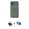 MARSİLYAN™- iPhone 11 Pro Kılıf Ahenk Çizgi Serisi - Siyah 3D Antistatik Seramik Nano Ekran Koruyucu + Kamera Lens Koruma Cam - SF