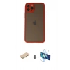 MARSİLYAN™- iPhone 11 Pro Kılıf Ahenk Çizgi Serisi - Siyah 3D Antistatik Seramik Nano Ekran Koruyucu + Renkli Kamera Lens Koruma Cam - PE