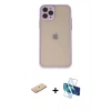 MARSİLYAN™- iPhone 11 Pro Kılıf Ahenk Çizgi Serisi - Siyah 3D Antistatik Seramik Nano Ekran Koruyucu + Renkli Kamera Lens Koruma Cam - SI