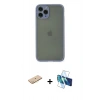 MARSİLYAN™- iPhone 11 Pro Kılıf Ahenk Çizgi Serisi - Siyah 3D Antistatik Seramik Nano Ekran Koruyucu + Renkli Kamera Lens Koruma Cam - SI