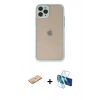 MARSİLYAN™- iPhone 11 Pro Kılıf Ahenk Çizgi Serisi - Siyah 3D Antistatik Seramik Nano Ekran Koruyucu + Renkli Kamera Lens Koruma Cam - TU