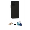 MARSİLYAN™- iPhone 11 Pro Kılıf Ahenk Çizgi Serisi - Siyah 3D Antistatik Seramik Nano Ekran Koruyucu + Renkli Kamera Lens Koruma Cam - SI